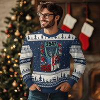 25th Amendment Now 2547 Ugly Christmas Sweater Statue of Liberty Floral Political Statement Graphic