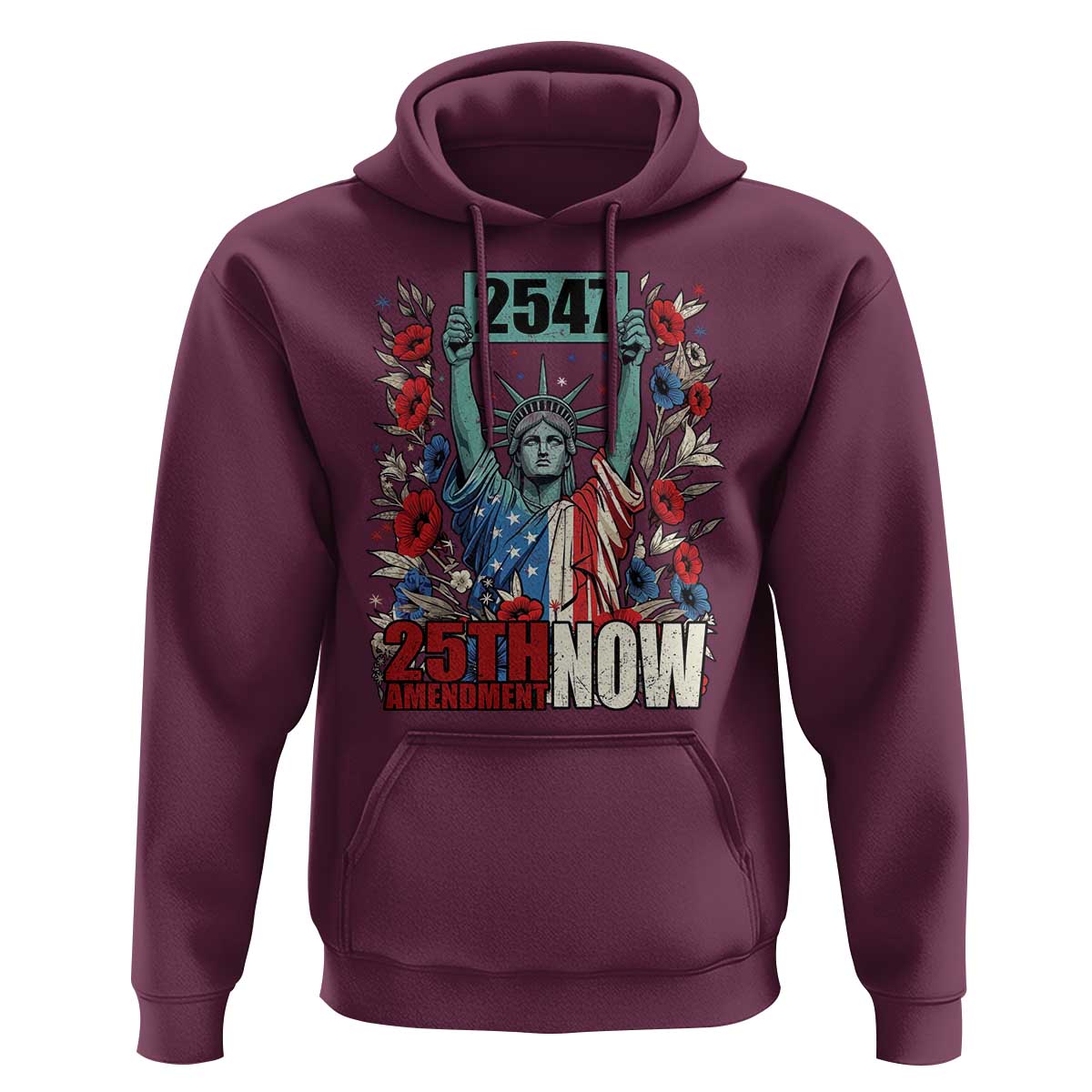 25th Amendment Now 2547 Hoodie Statue of Liberty Floral Political Statement Graphic