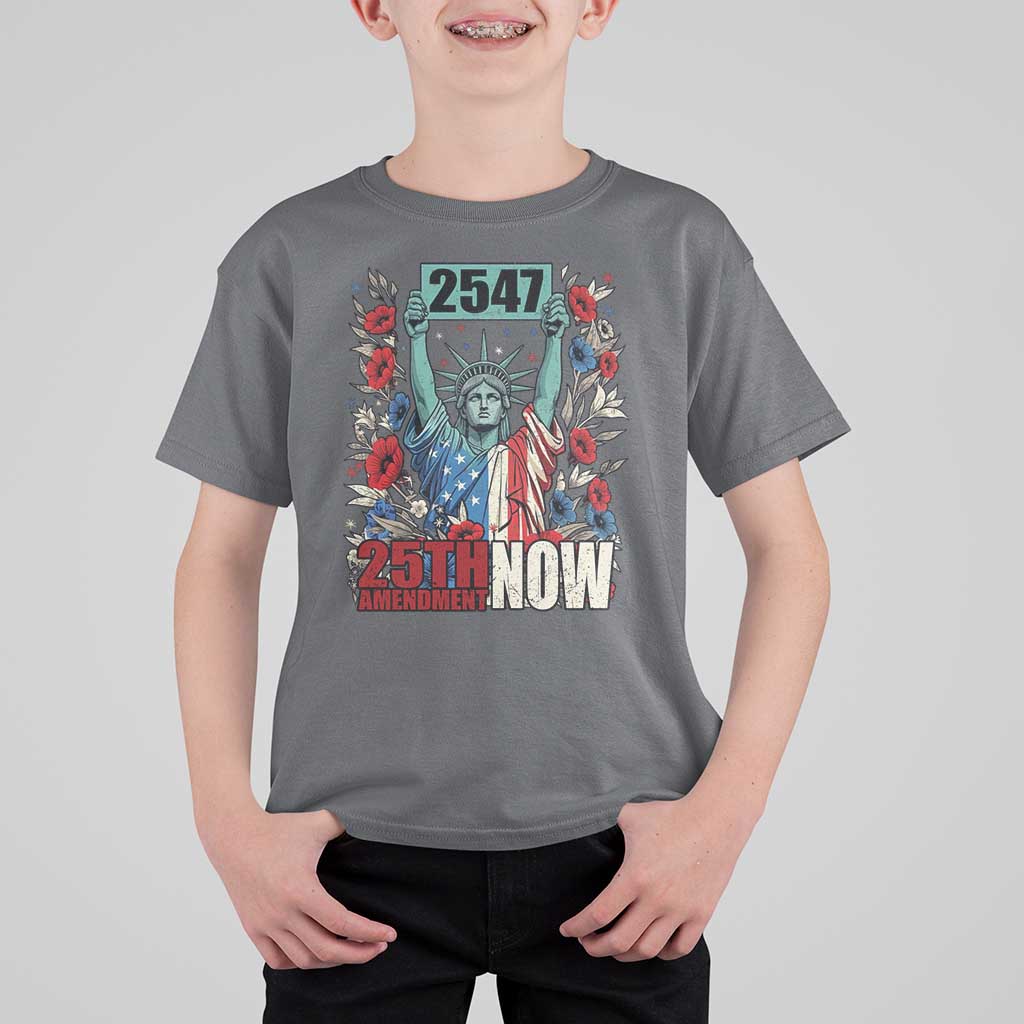 25th Amendment Now 2547 T Shirt For Kid Statue of Liberty Floral Political Statement Graphic