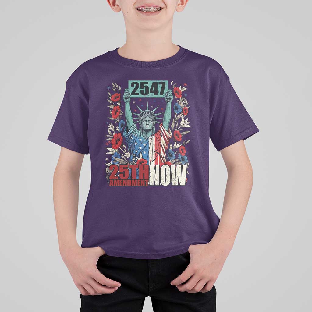25th Amendment Now 2547 T Shirt For Kid Statue of Liberty Floral Political Statement Graphic