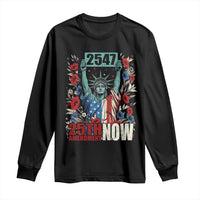 25th Amendment Now 2547 Long Sleeve Shirt Statue of Liberty Floral Political Statement Graphic