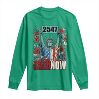 25th Amendment Now 2547 Long Sleeve Shirt Statue of Liberty Floral Political Statement Graphic