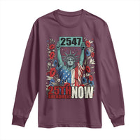 25th Amendment Now 2547 Long Sleeve Shirt Statue of Liberty Floral Political Statement Graphic