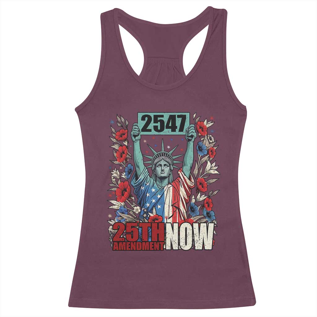 25th Amendment Now 2547 Racerback Tank Top Statue of Liberty Floral Political Statement Graphic
