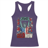 25th Amendment Now 2547 Racerback Tank Top Statue of Liberty Floral Political Statement Graphic