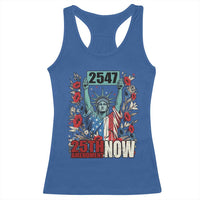 25th Amendment Now 2547 Racerback Tank Top Statue of Liberty Floral Political Statement Graphic