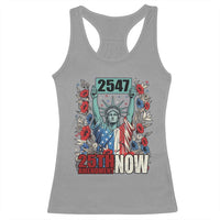 25th Amendment Now 2547 Racerback Tank Top Statue of Liberty Floral Political Statement Graphic