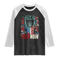 25th Amendment Now 2547 Raglan Shirt Statue of Liberty Floral Political Statement Graphic