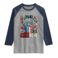 25th Amendment Now 2547 Raglan Shirt Statue of Liberty Floral Political Statement Graphic