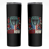 25th Amendment Now 2547 Skinny Tumbler Statue of Liberty Floral Political Statement Graphic