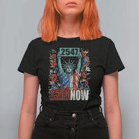 25th Amendment Now 2547 T Shirt For Women Statue of Liberty Floral Political Statement Graphic