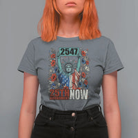 25th Amendment Now 2547 T Shirt For Women Statue of Liberty Floral Political Statement Graphic