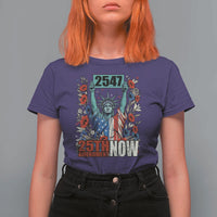 25th Amendment Now 2547 T Shirt For Women Statue of Liberty Floral Political Statement Graphic