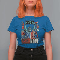 25th Amendment Now 2547 T Shirt For Women Statue of Liberty Floral Political Statement Graphic