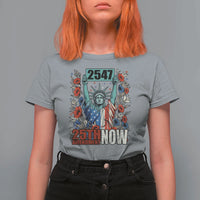 25th Amendment Now 2547 T Shirt For Women Statue of Liberty Floral Political Statement Graphic