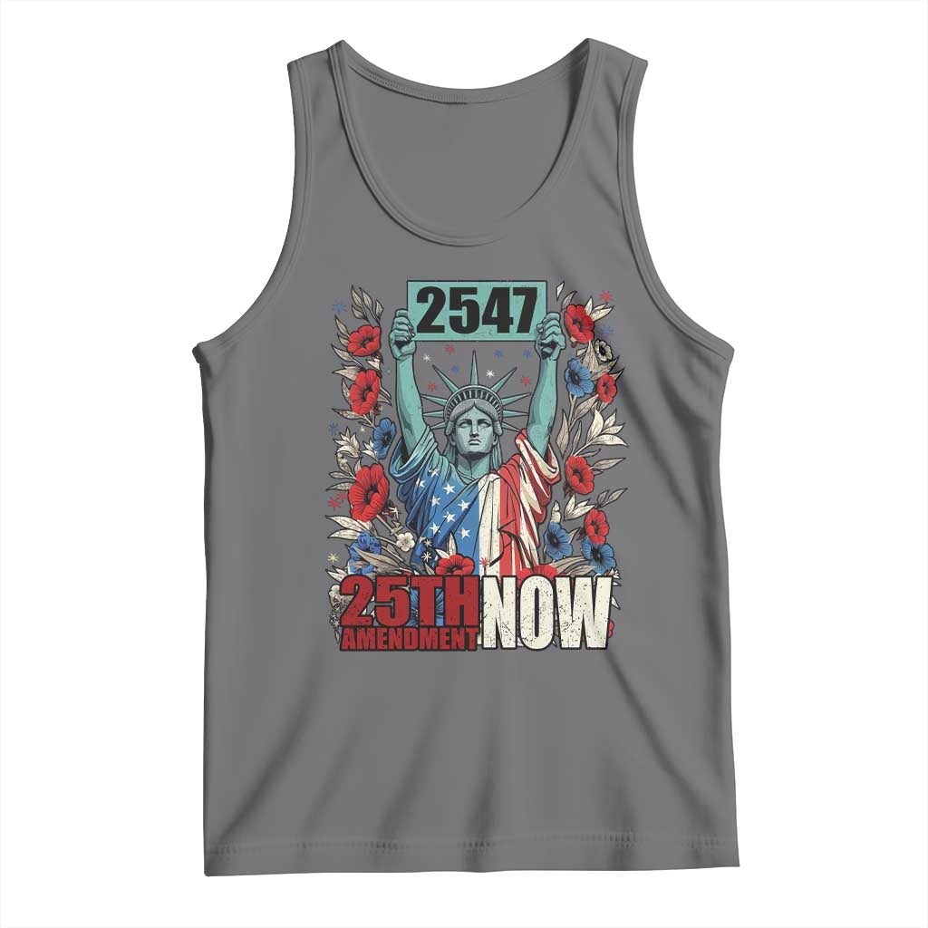 25th Amendment Now 2547 Tank Top Statue of Liberty Floral Political Statement Graphic