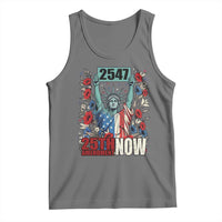 25th Amendment Now 2547 Tank Top Statue of Liberty Floral Political Statement Graphic