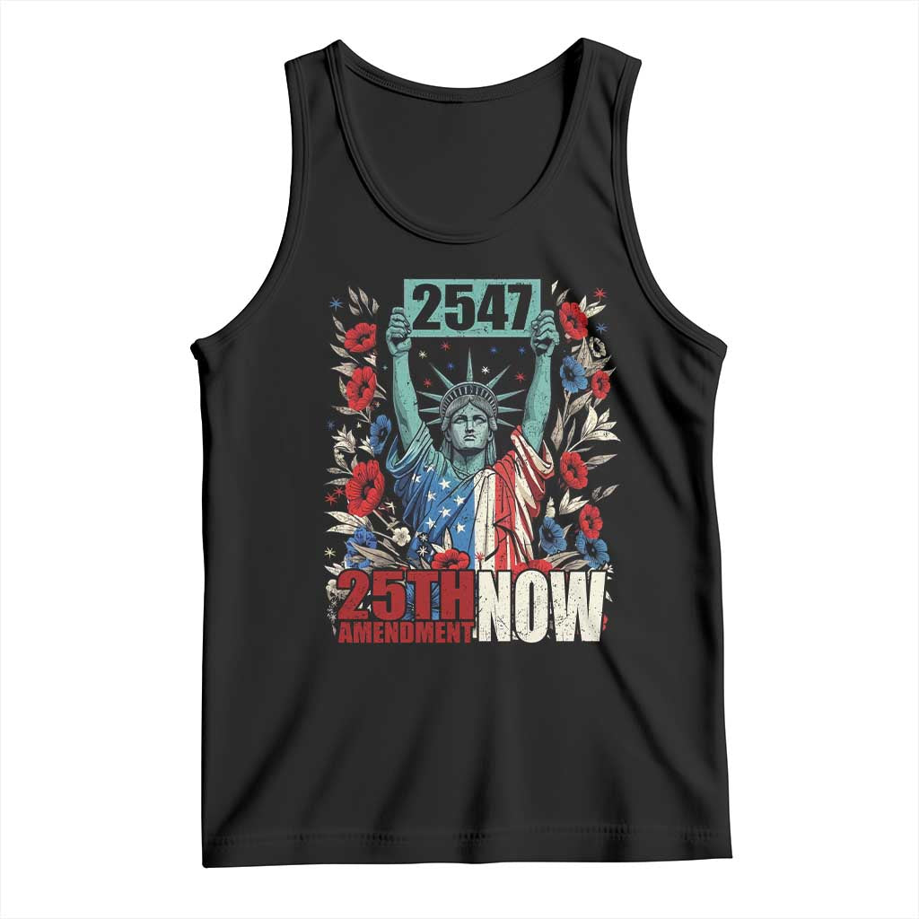 25th Amendment Now 2547 Tank Top Statue of Liberty Floral Political Statement Graphic