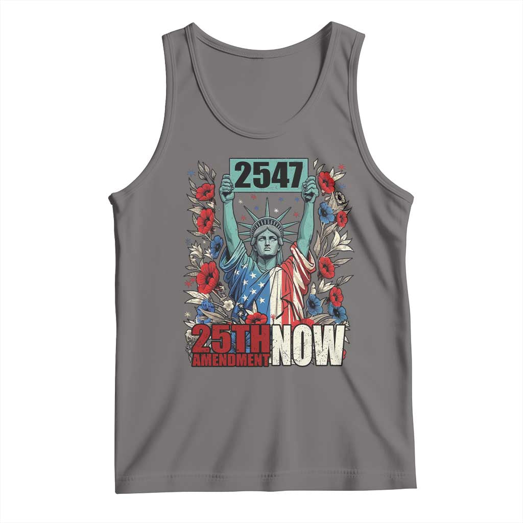 25th Amendment Now 2547 Tank Top Statue of Liberty Floral Political Statement Graphic