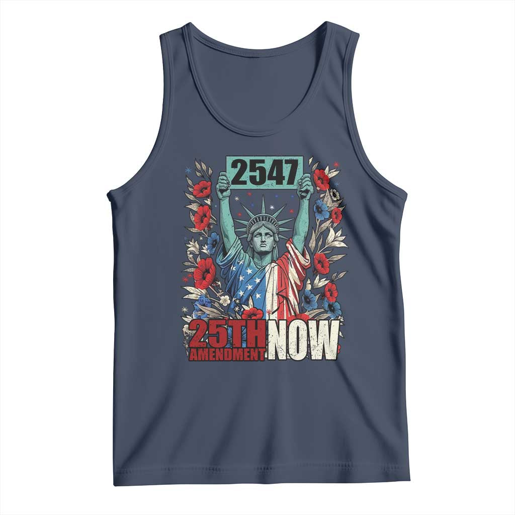 25th Amendment Now 2547 Tank Top Statue of Liberty Floral Political Statement Graphic