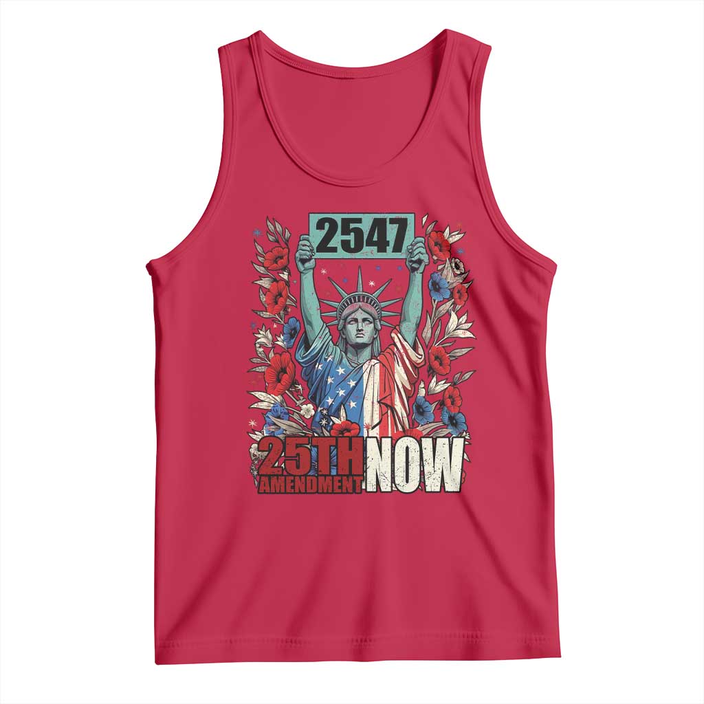 25th Amendment Now 2547 Tank Top Statue of Liberty Floral Political Statement Graphic