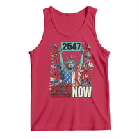 25th Amendment Now 2547 Tank Top Statue of Liberty Floral Political Statement Graphic