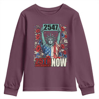 25th Amendment Now 2547 Youth Sweatshirt Statue of Liberty Floral Political Statement Graphic