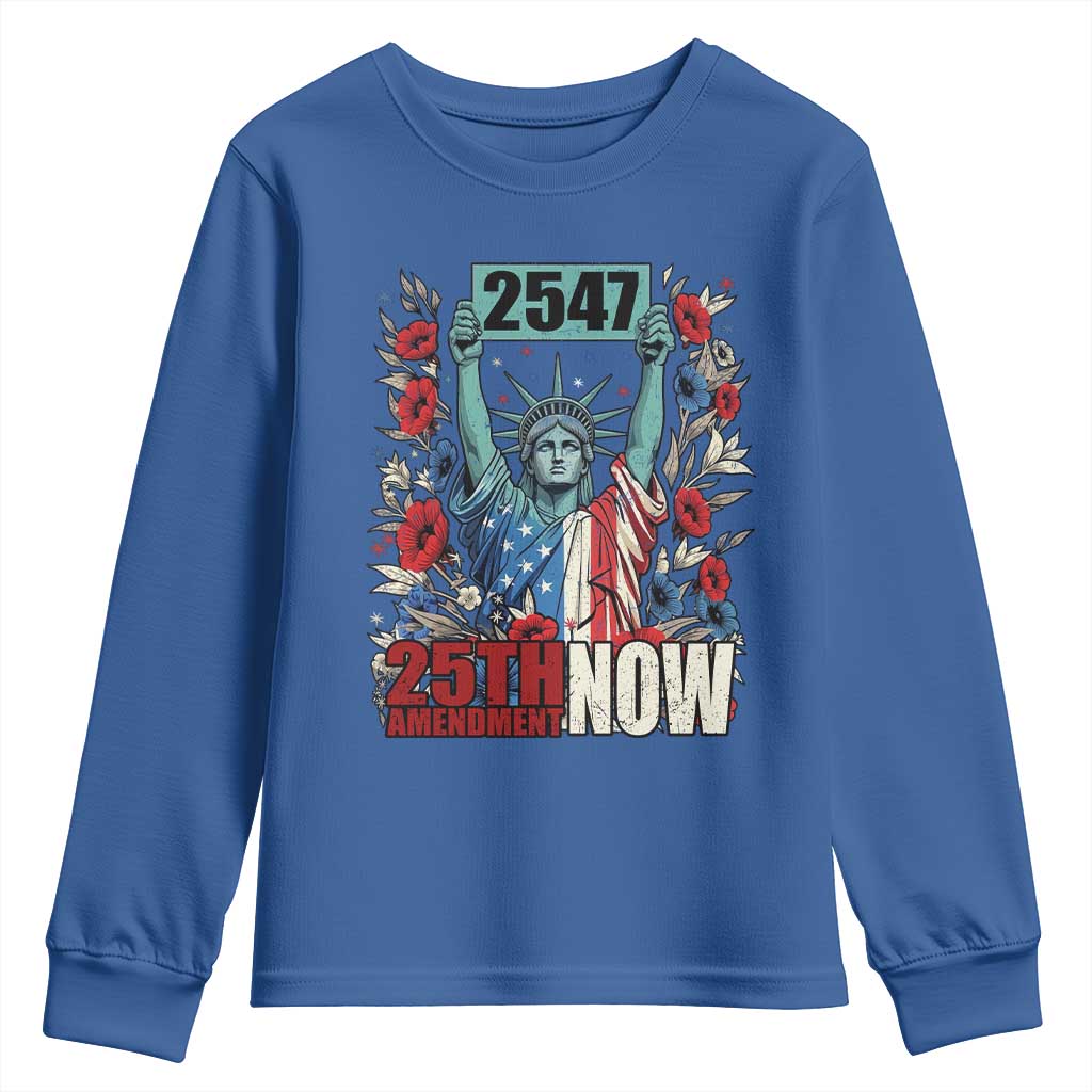 25th Amendment Now 2547 Youth Sweatshirt Statue of Liberty Floral Political Statement Graphic