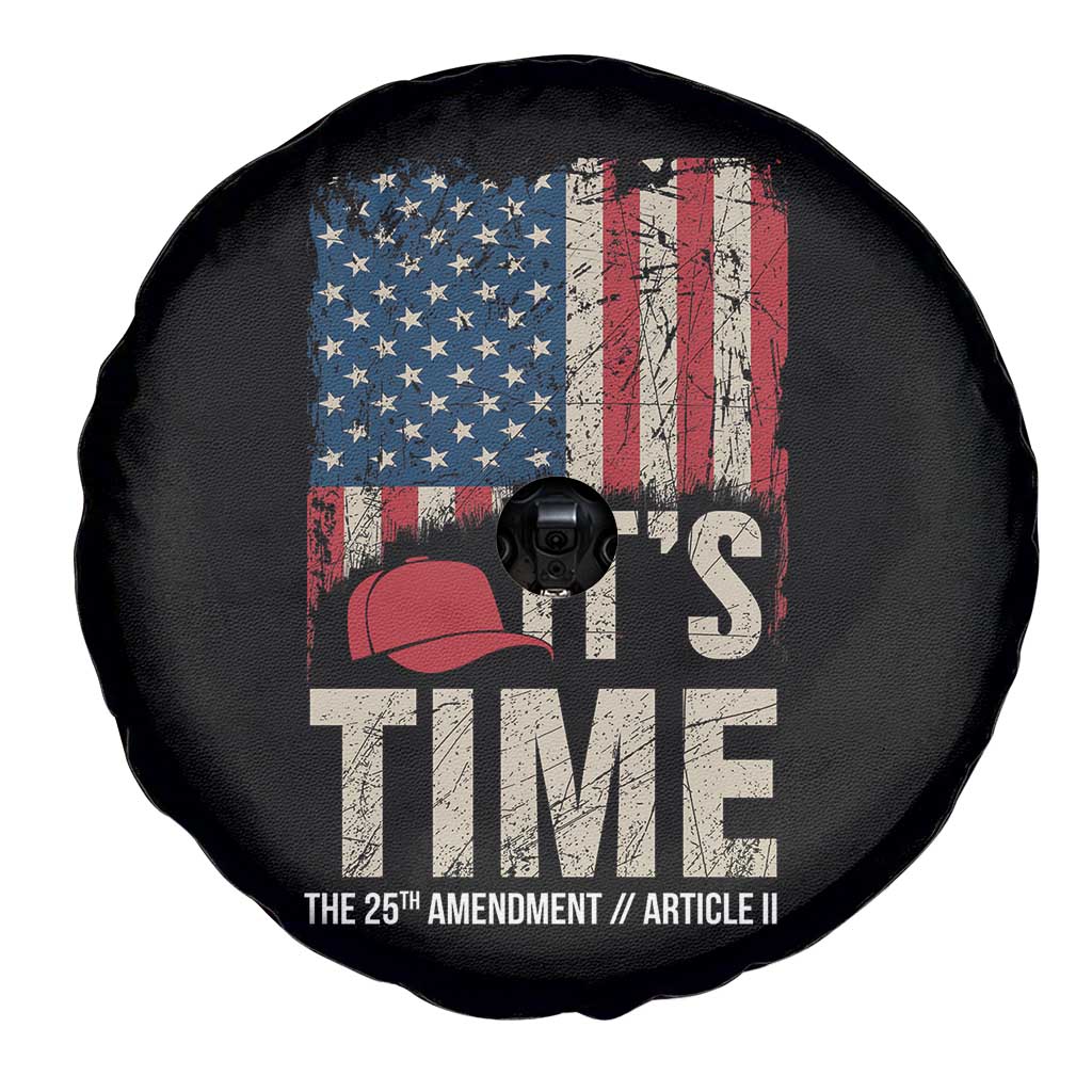 It's Time The 25th Amendment Spare Tire Cover Article II Red Hat Distressed American Flag Graphic