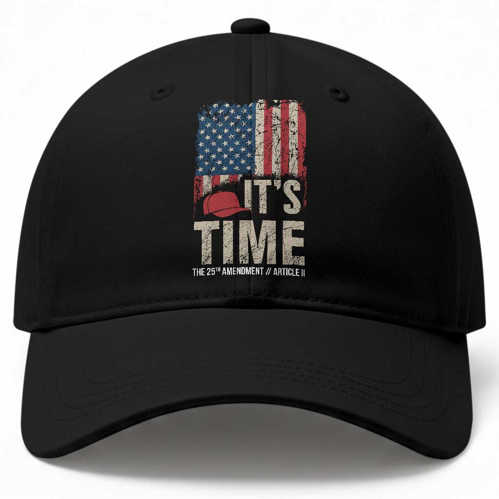 It's Time The 25th Amendment Baseball Cap Article II Red Hat Distressed American Flag Graphic