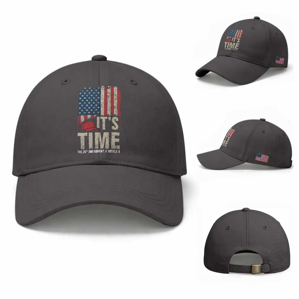 It's Time The 25th Amendment Baseball Cap Article II Red Hat Distressed American Flag Graphic