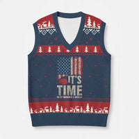 It's Time The 25th Amendment V-Neck Knit Sweater Vest Article II Red Hat Distressed American Flag Graphic