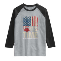 It's Time The 25th Amendment Raglan Shirt Article II Red Hat Distressed American Flag Graphic