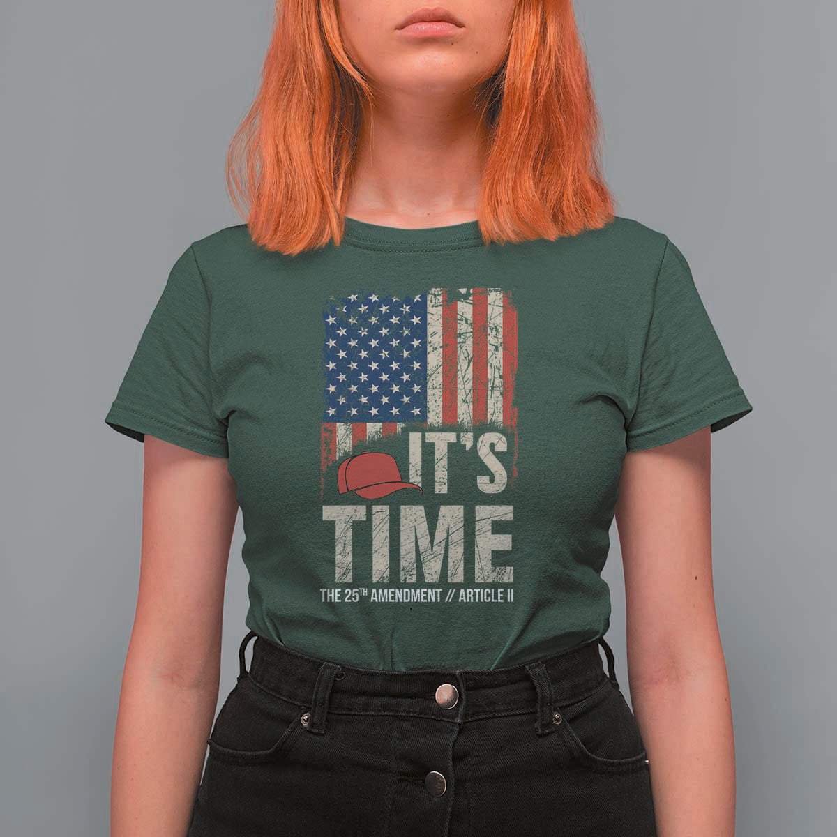 It's Time The 25th Amendment T Shirt For Women Article II Red Hat Distressed American Flag Graphic