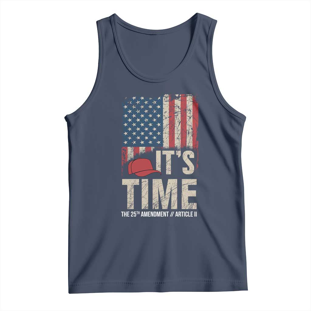 It's Time The 25th Amendment Tank Top Article II Red Hat Distressed American Flag Graphic