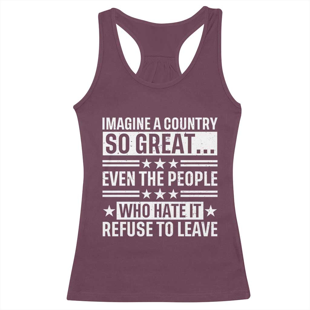 Patriotic American Pride Typography Graphic Racerback Tank Top Imagine A Country So Great Sarcasm