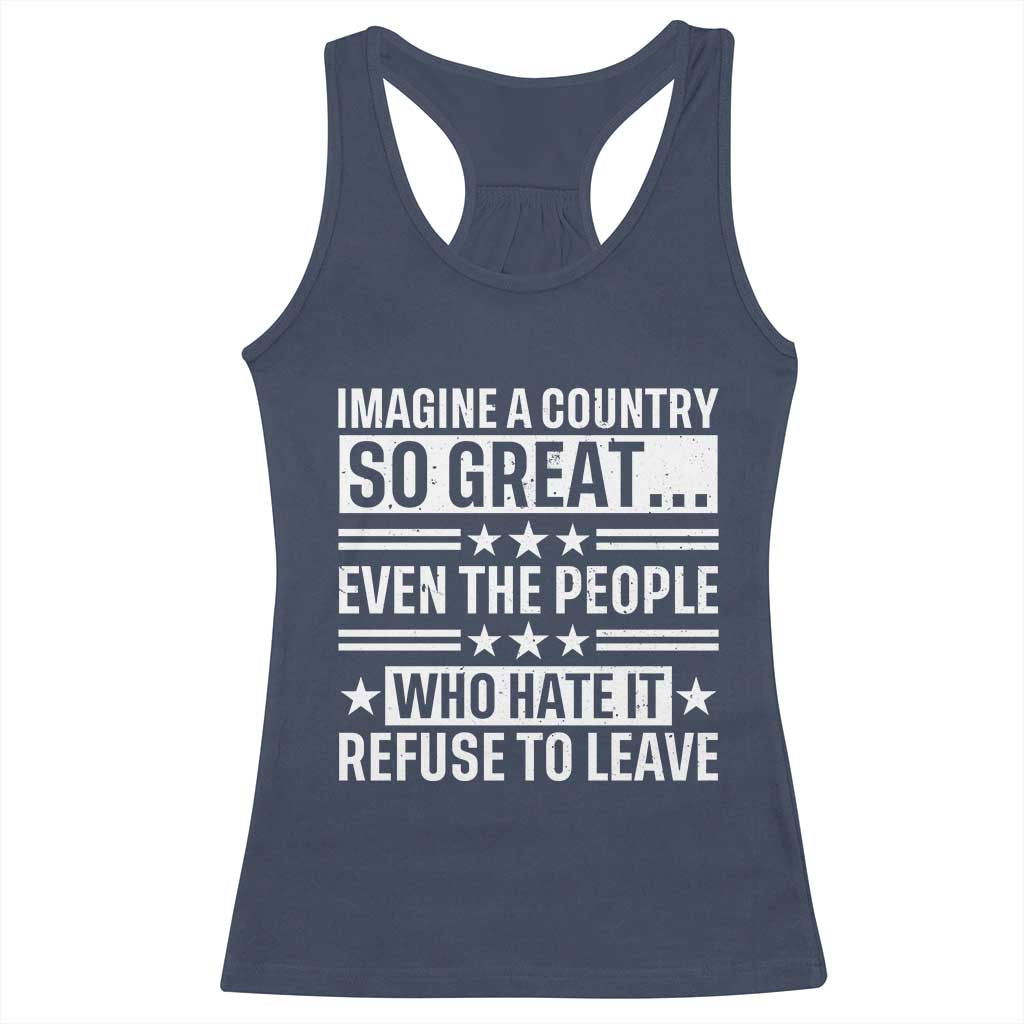 Patriotic American Pride Typography Graphic Racerback Tank Top Imagine A Country So Great Sarcasm