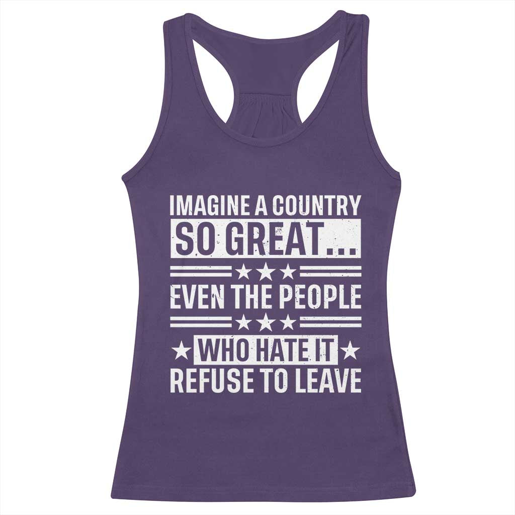 Patriotic American Pride Typography Graphic Racerback Tank Top Imagine A Country So Great Sarcasm