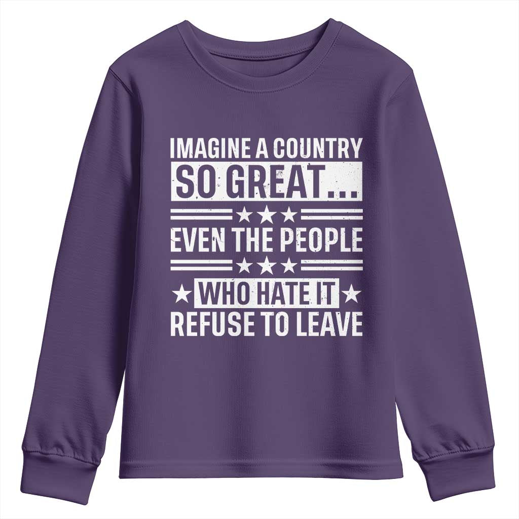 Patriotic American Pride Typography Graphic Youth Sweatshirt Imagine A Country So Great Sarcasm