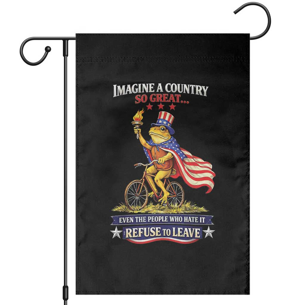 Proud American Humor Patriotic Frog On Bicycle Graphic Garden Flag Imagine A Country So Great Pride