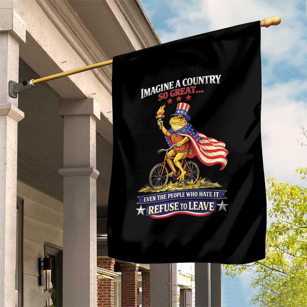Proud American Humor Patriotic Frog On Bicycle Graphic Garden Flag Imagine A Country So Great Pride