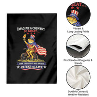 Proud American Humor Patriotic Frog On Bicycle Graphic Garden Flag Imagine A Country So Great Pride