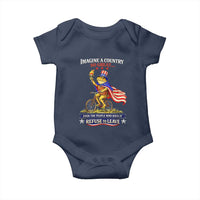 Proud American Humor Patriotic Frog On Bicycle Graphic Baby Onesie Imagine A Country So Great Pride