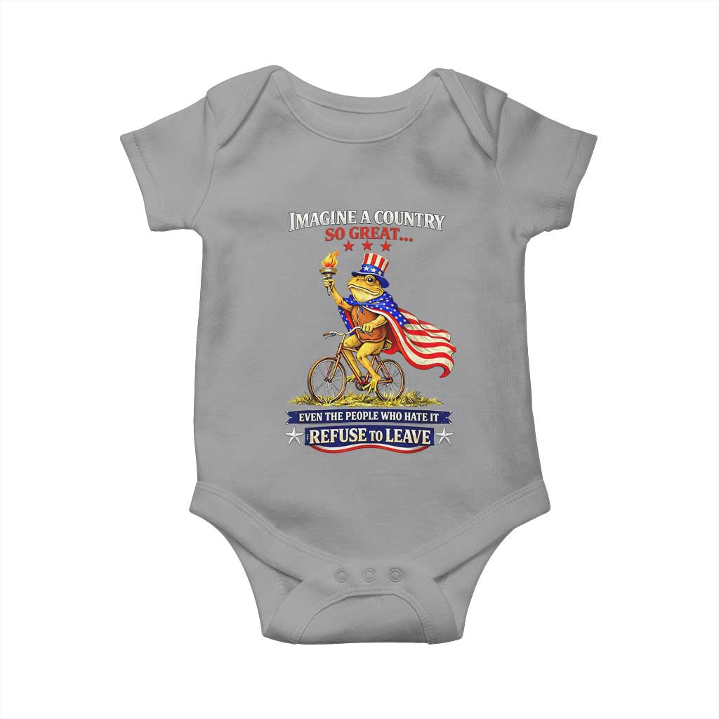 Proud American Humor Patriotic Frog On Bicycle Graphic Baby Onesie Imagine A Country So Great Pride