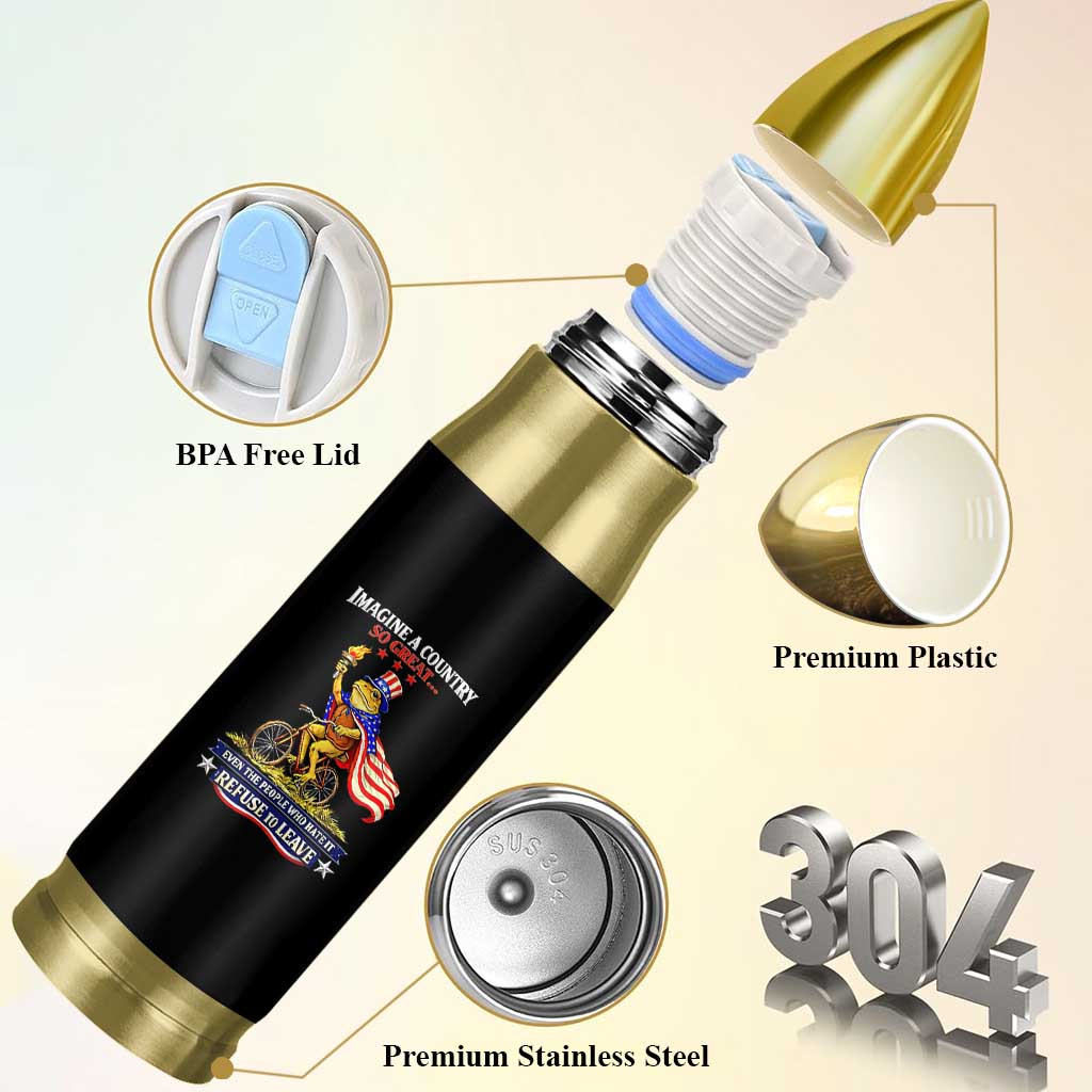 Proud American Humor Patriotic Frog On Bicycle Graphic Bullet Tumbler Imagine A Country So Great Pride