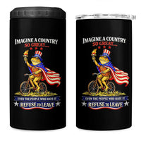 Proud American Humor Patriotic Frog On Bicycle Graphic 4 in 1 Can Cooler Tumbler Imagine A Country So Great Pride