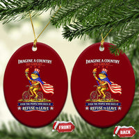 Proud American Humor Patriotic Frog On Bicycle Graphic Ceramic Ornament Imagine A Country So Great Pride
