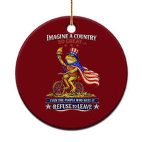 Proud American Humor Patriotic Frog On Bicycle Graphic Ceramic Ornament Imagine A Country So Great Pride