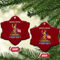 Proud American Humor Patriotic Frog On Bicycle Graphic Ceramic Ornament Imagine A Country So Great Pride