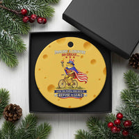 Proud American Humor Patriotic Frog On Bicycle Graphic Ceramic Ornament Imagine A Country So Great Pride
